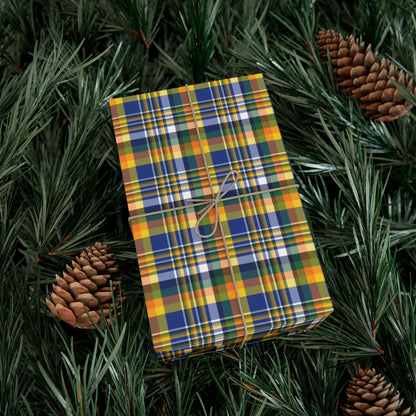 Christmas Blue & Yellow Los Angeles CA Plaid Gift Wrapping Paper Roll