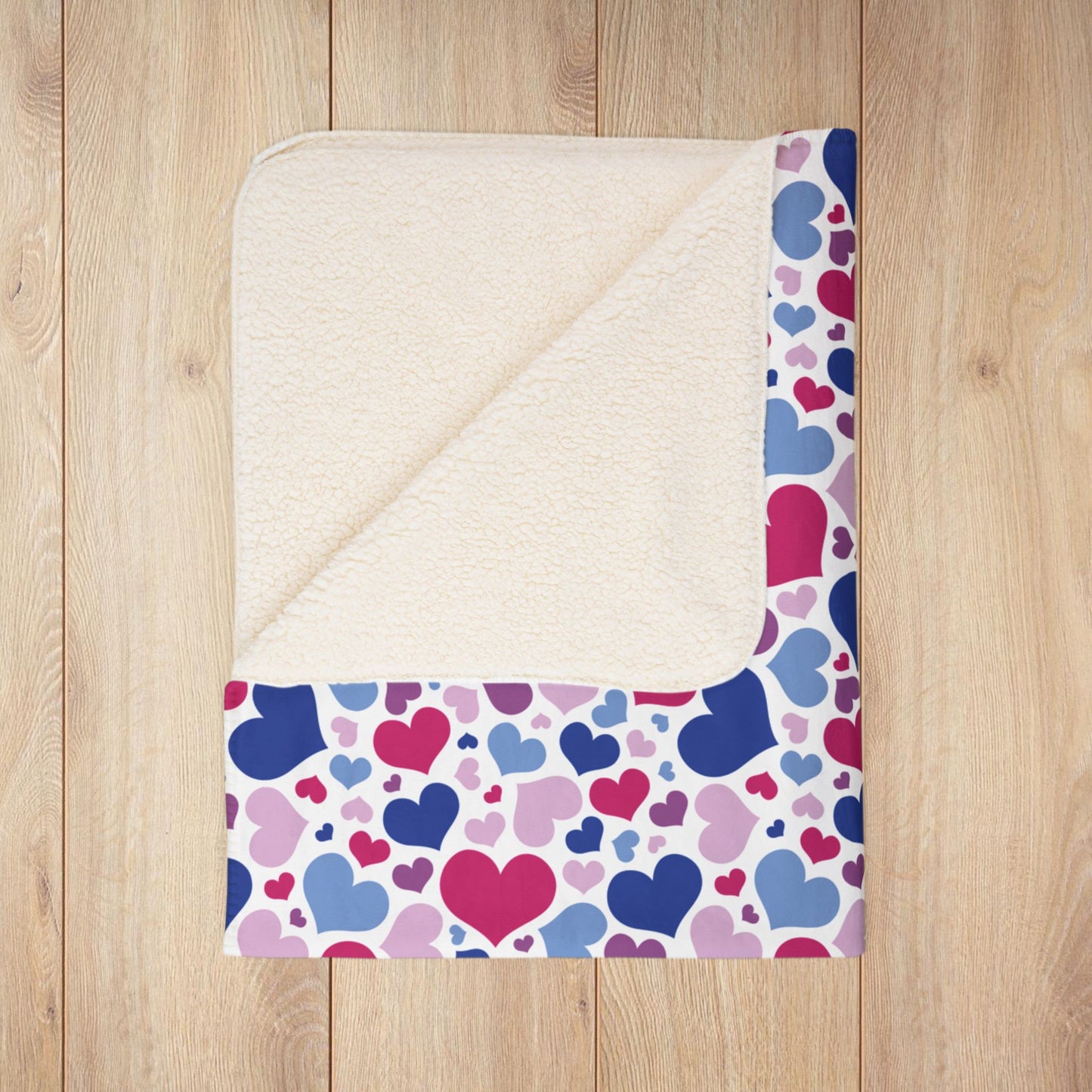 Bisexual Pride Valentine’s Day Hearts Black Fleece Sherpa Blanket