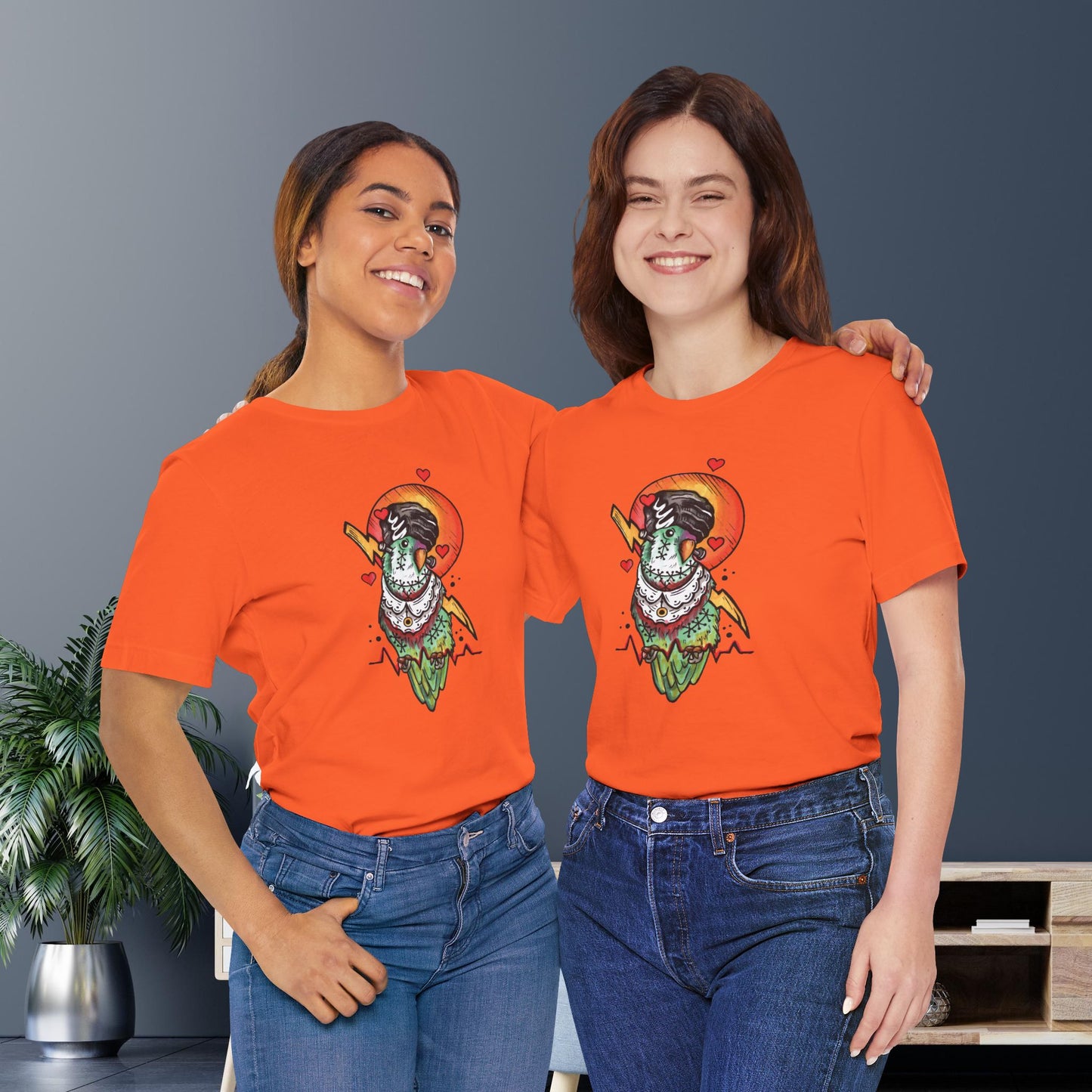 Bride of Frankenstein Lovebird, Hand-Drawn & Hand-Colored Tee