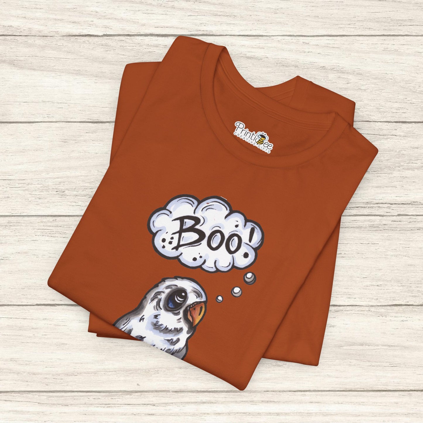 Ghost Lovebird Boo! Hand-Drawn & Hand-Colored Tee