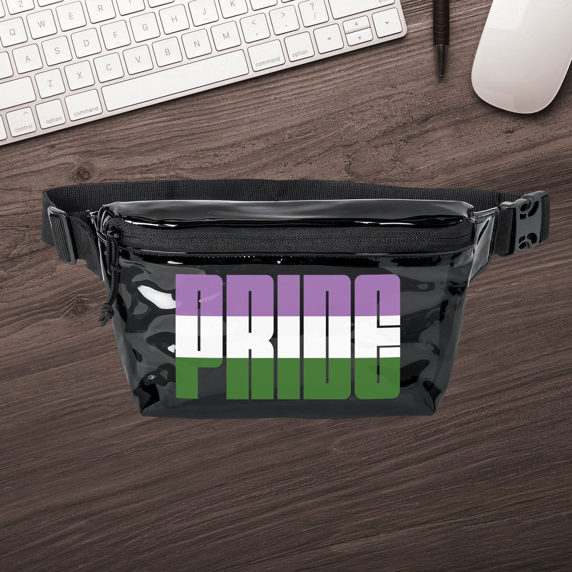 One size Black Smoke Black Genderqueer Pride Clear Fanny Pack