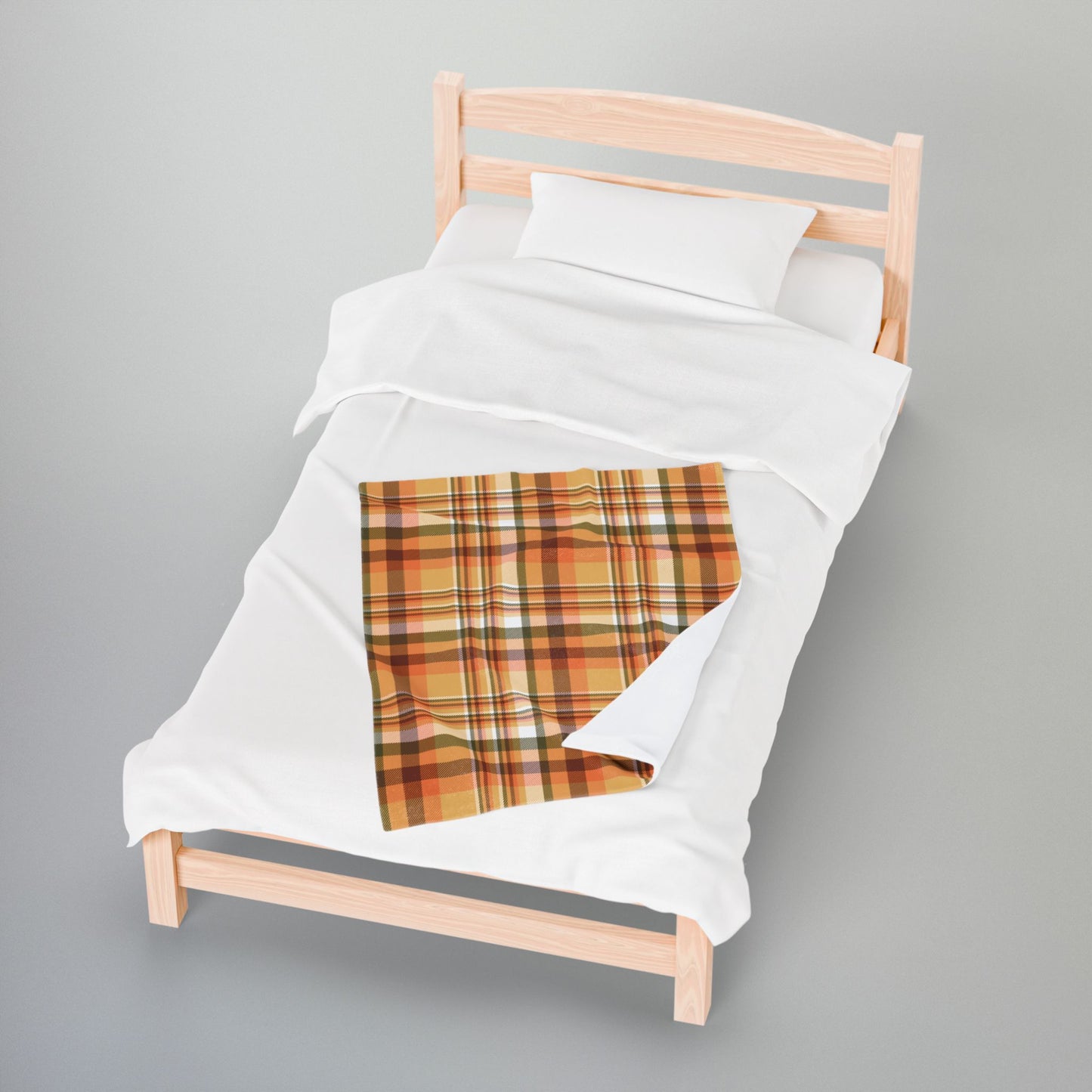 Autumn Tan Plaid Velveteen Plush Blanket