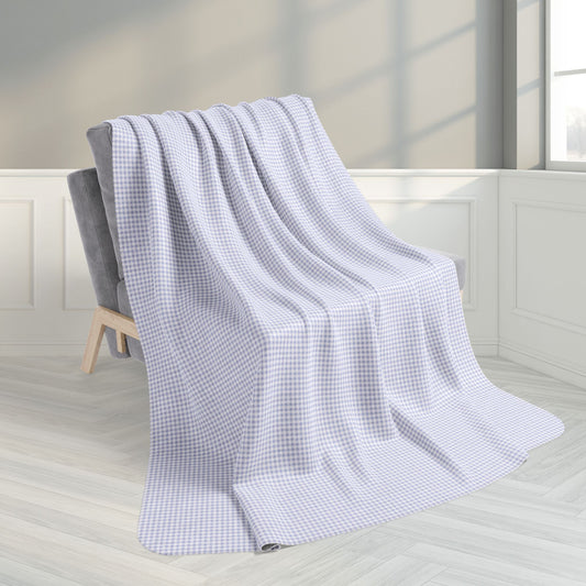 60" × 80" Grey Lavender & White Gingham Fleece Sherpa Blanket