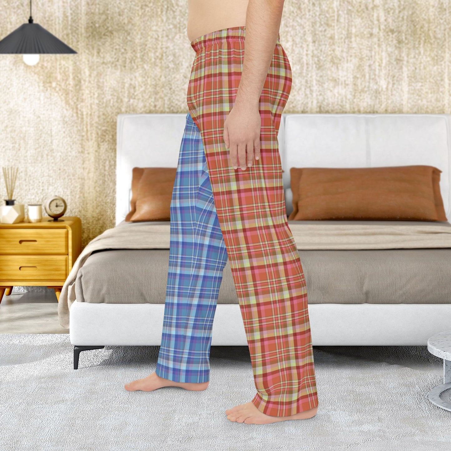 Men’s Half Red, Half Blue Plaid Orlando FL Pajama Pants