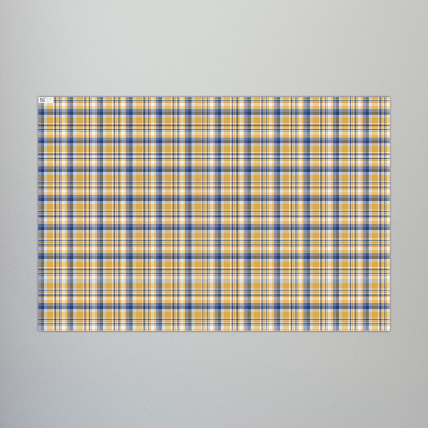 29'' x 20" Matte Hannukah Gold, Blues & White Plaid Gift Wrapping Paper Roll