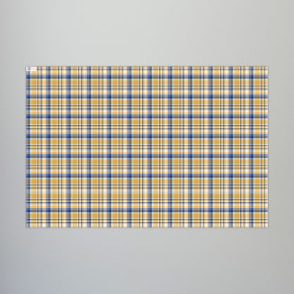 29'' x 20" Matte Hannukah Gold, Blues & White Plaid Gift Wrapping Paper Roll