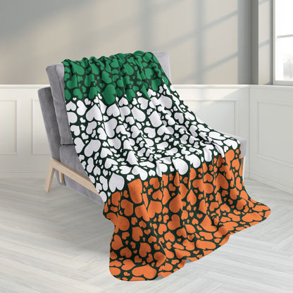50" × 60" Ireland Flag Hearts Fleece Sherpa Blanket