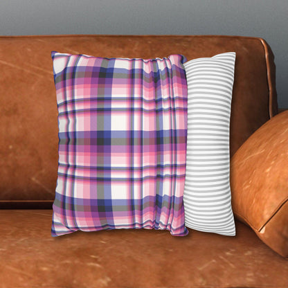 Genderfluid Plaid Faux-Suede Throw Pillow Cover