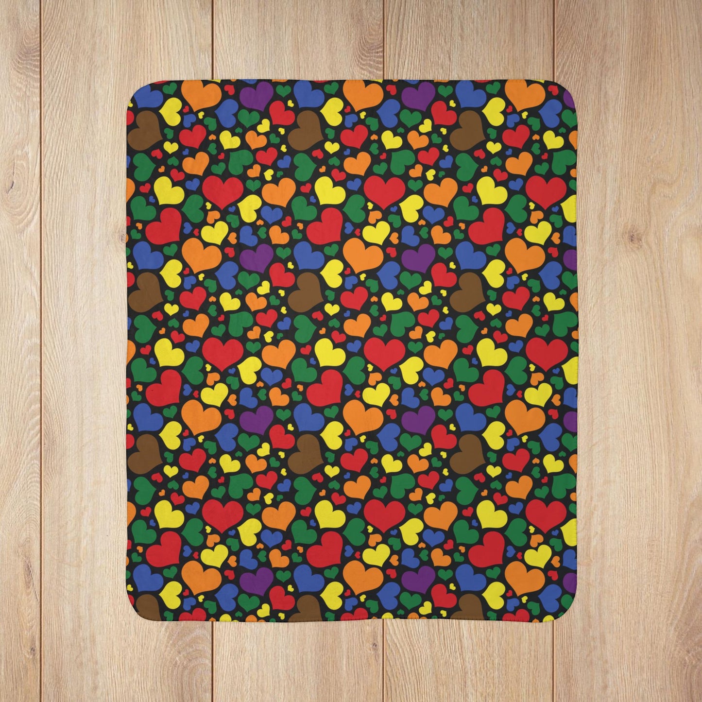 Philadelphia Philly PA Rainbow Pride Valentine’s Day Hearts Black Fleece Sherpa Blanket