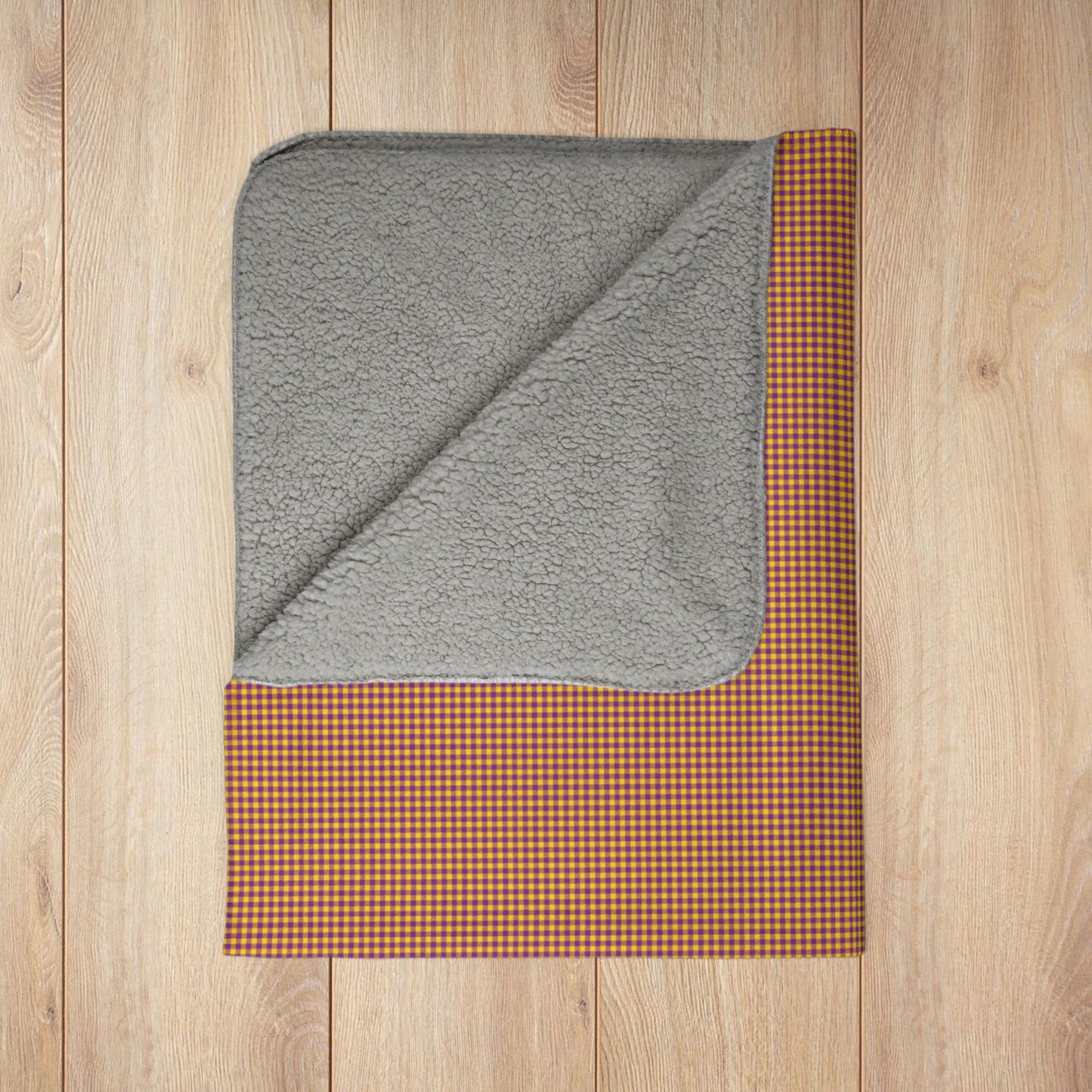 Yellow & Purple Intersex Pride Gingham Fleece Sherpa Blanket