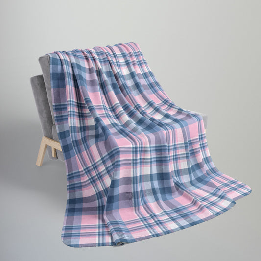 Transgender Pride Plaid Fleece Sherpa Blanket