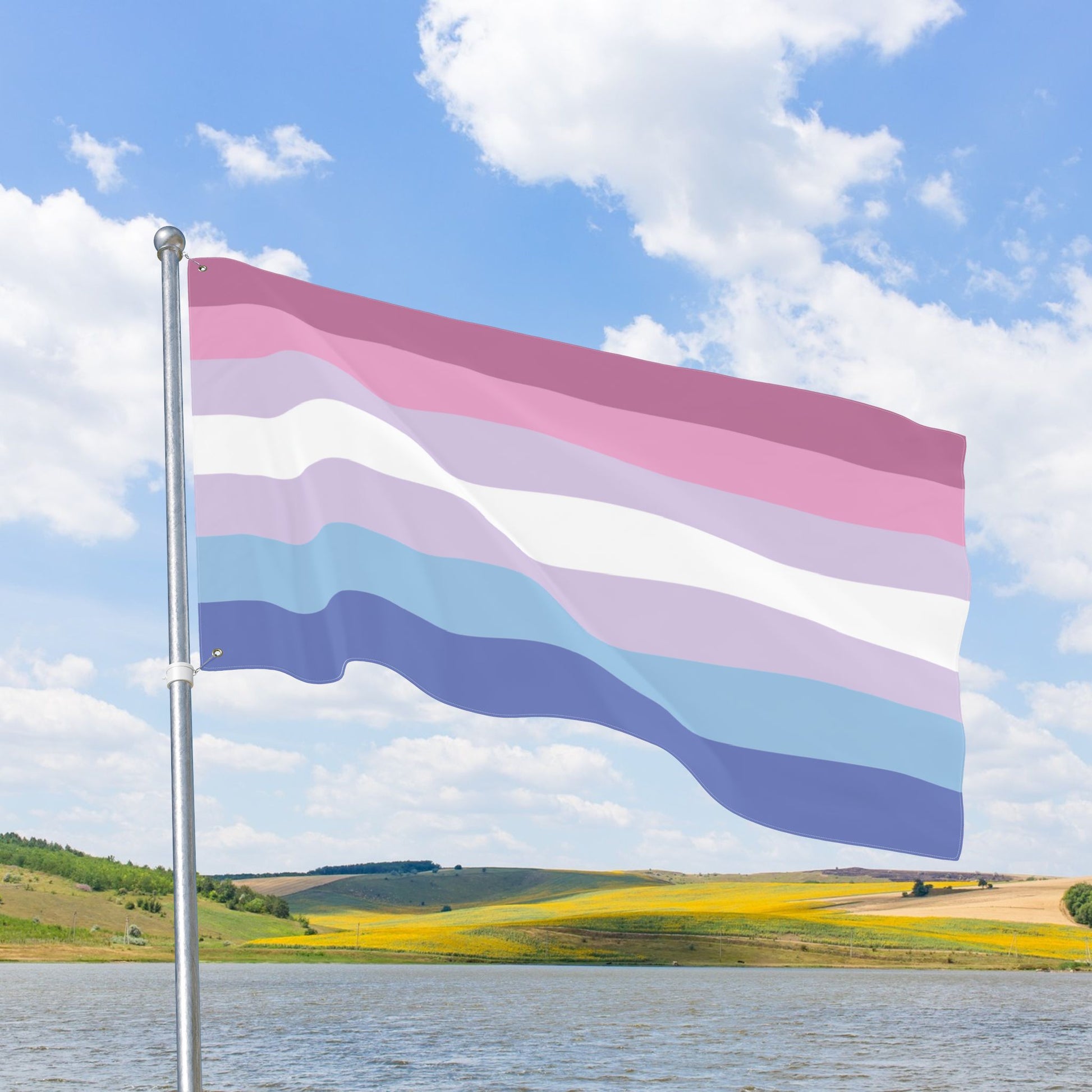 Bigender Purple Pride Flag with Grommets