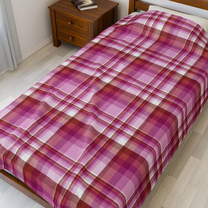 Lesbian Pink Pride Plaid Velveteen Plush Blanket