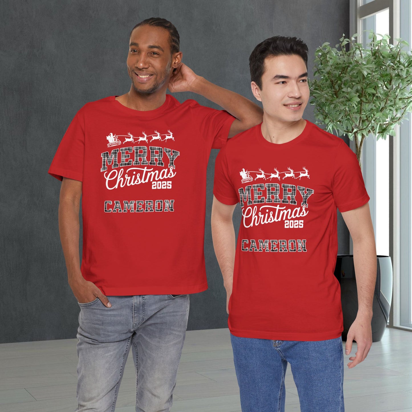 Custom Christmas Plaid Tee or Pajama Top