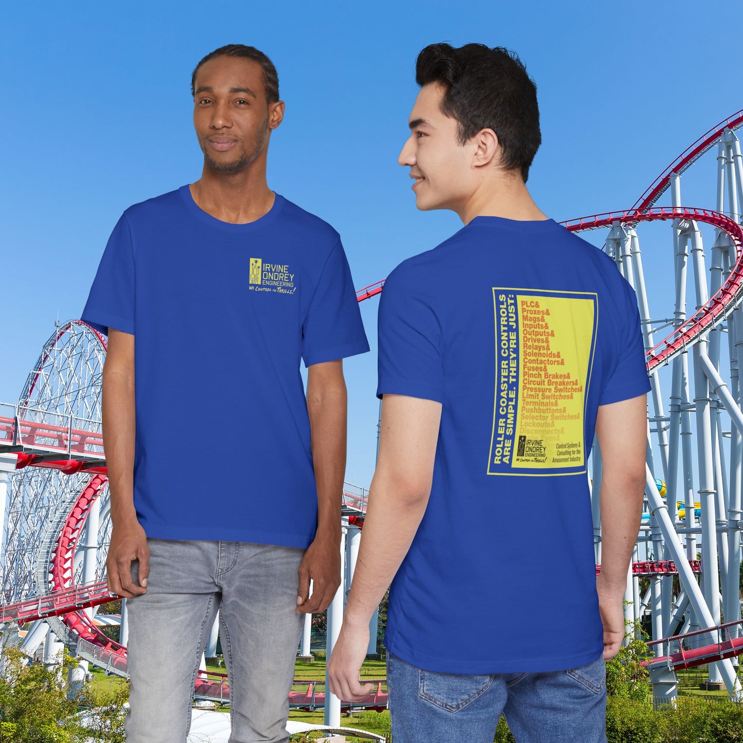 True Royal OG Controls Tee (BACK graphic) • Irvine Ondrey Engineering