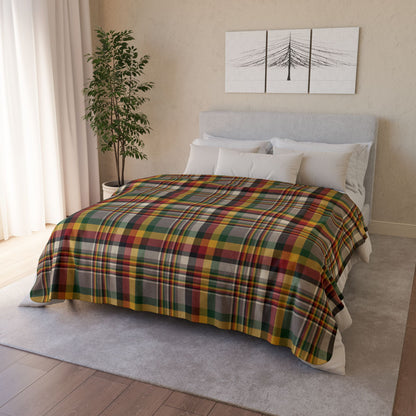 Brown & Green Gurnee IL Plaid Fleece Sherpa Blanket