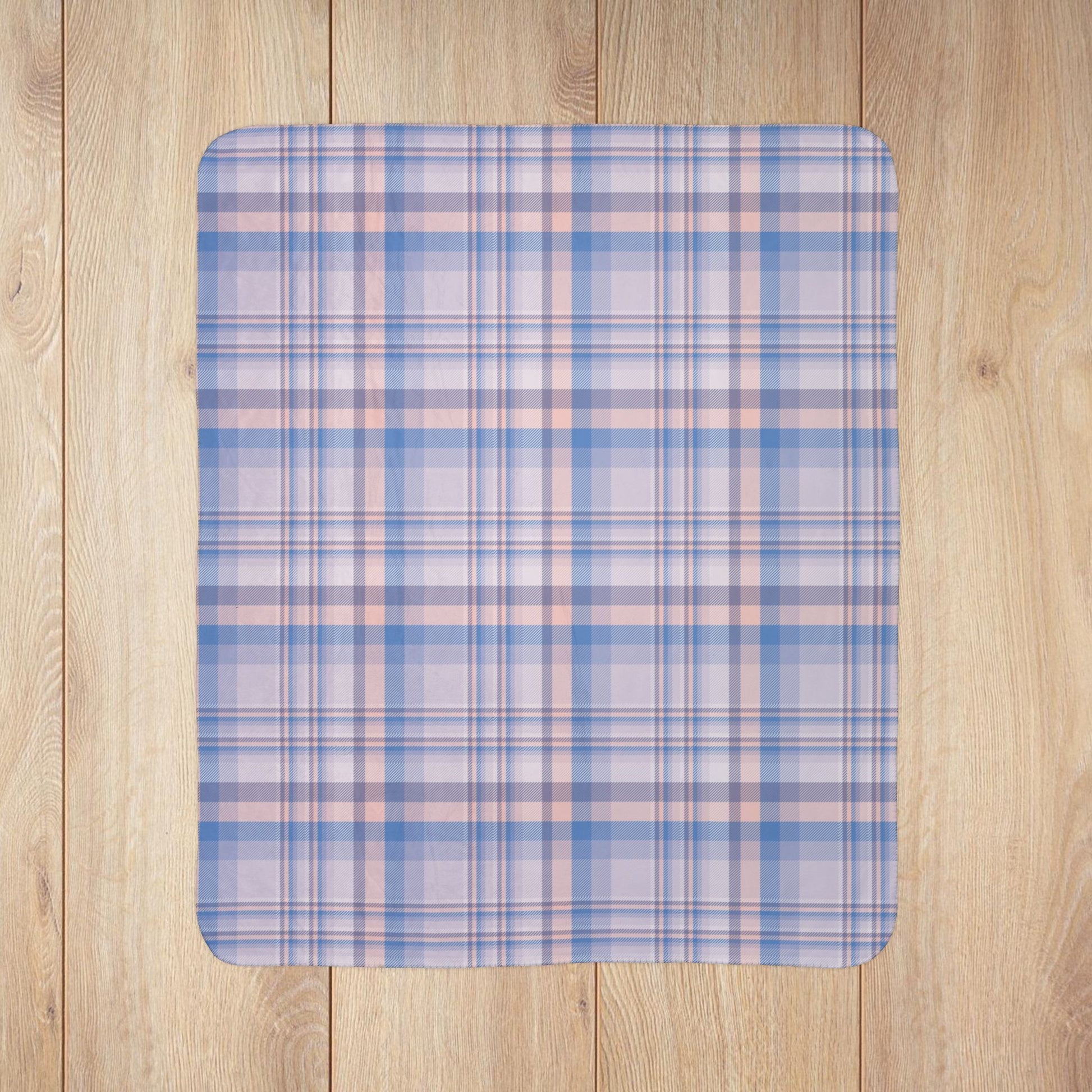 Winter Lavender Pastel Plaid Fleece Sherpa Blanket