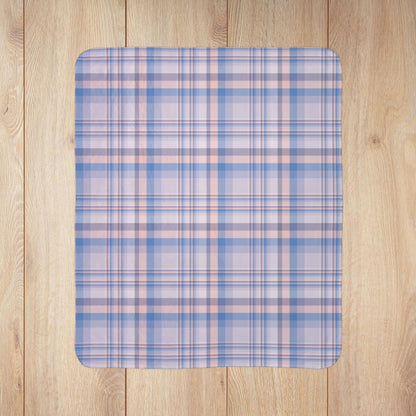 Winter Lavender Pastel Plaid Fleece Sherpa Blanket