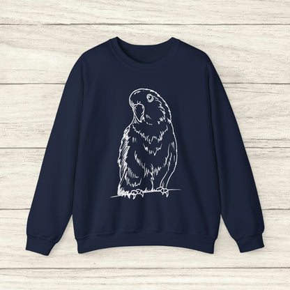 Floofball Lovebird, Sweat-shirt à col rond Line Art