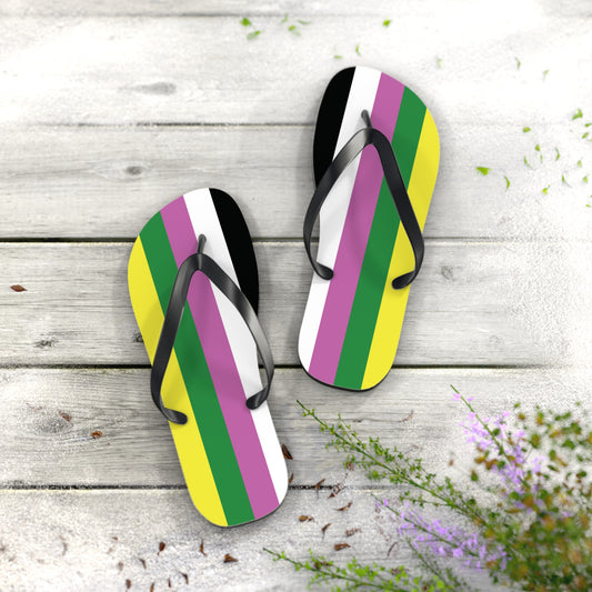 L Black sole Ceterosexual Pride Flip Flops