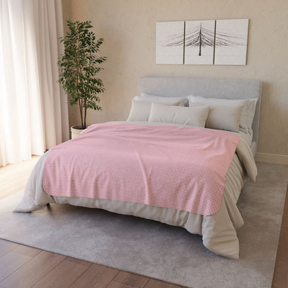 50" × 60" Beige Pink & White Gingham Fleece Sherpa Blanket