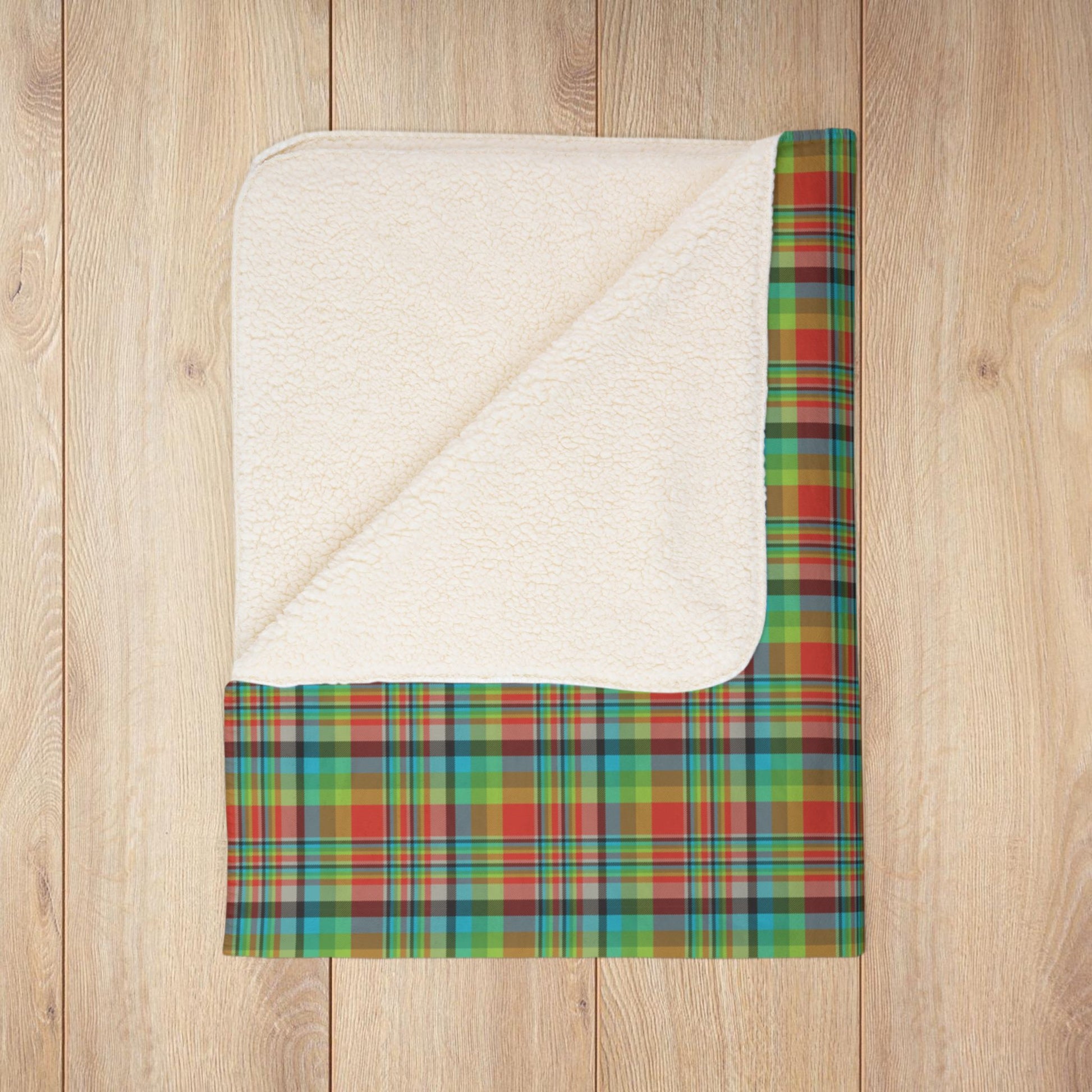 Red, Green & Blue Ohio Plaid Fleece Sherpa Blanket