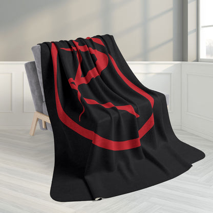 Rambler Red Logo Black Fleece Sherpa Blanket