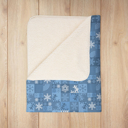 Winter Patchwork Fleece Sherpa Blanket