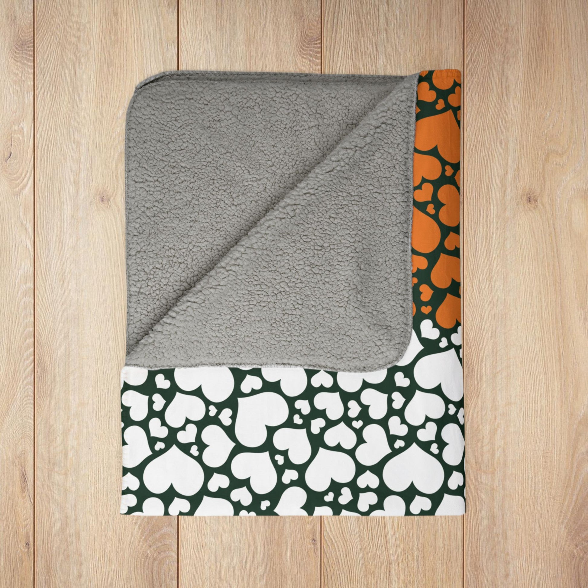 Ivory Coast Flag Hearts Fleece Sherpa Blanket