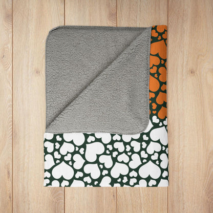 Ivory Coast Flag Hearts Fleece Sherpa Blanket