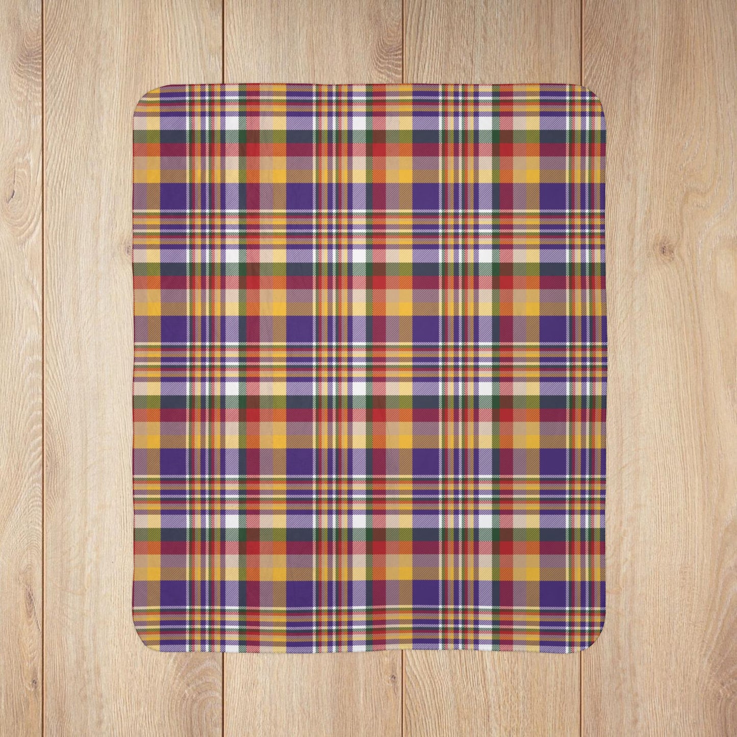 Christmas Purple & Gold Minneapolis MN Plaid Fleece Sherpa Blanket