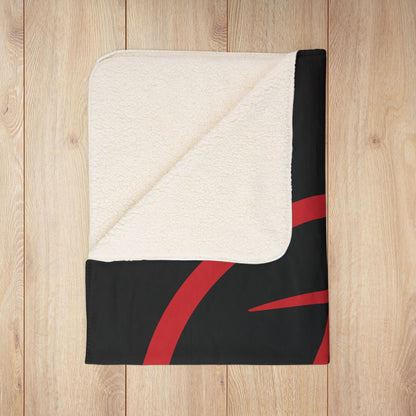 Rambler Red Logo Black Fleece Sherpa Blanket