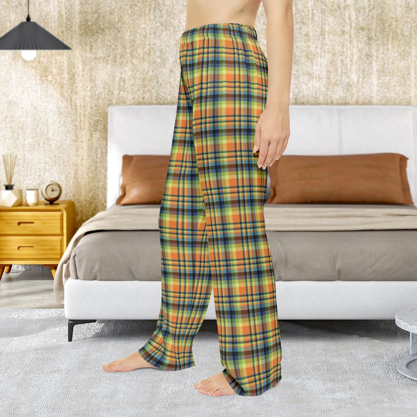 Women’s Orange, Green & Blue Ohio Plaid Pajama Pants