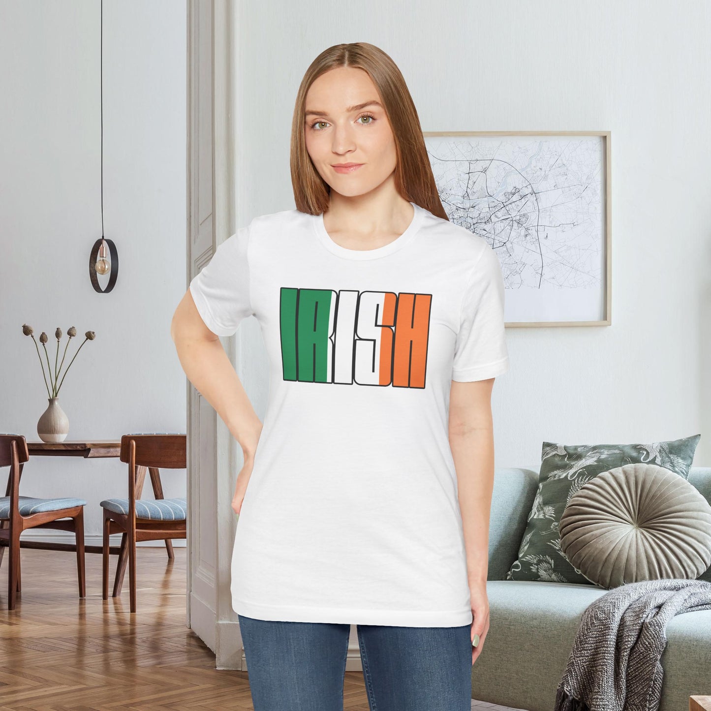 White Irish Tee, Ireland Flag Shirt