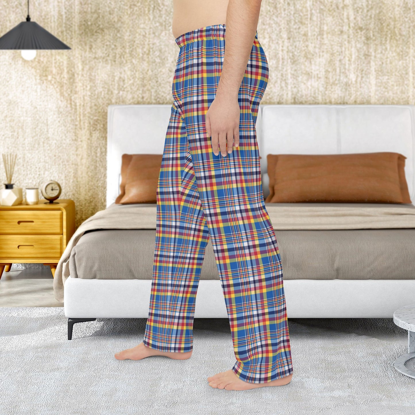 Men’s Blue, Red & Yellow Ohio Plaid Pajama Pants