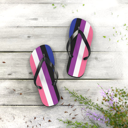 S Black sole Genderfluid Pride Flip Flops