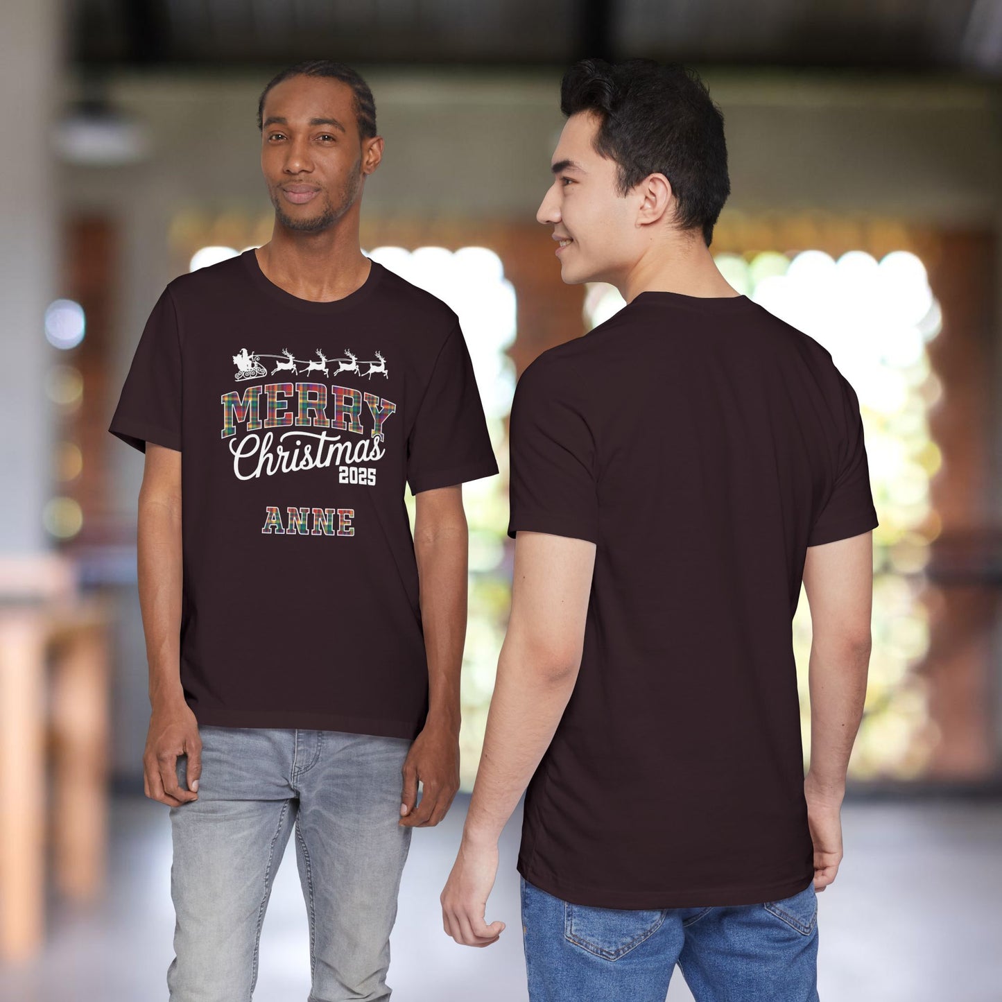 Custom Christmas Red, Yellow, Green, Blue & Purple Ohio Plaid Plaid Tee or Pajama Top