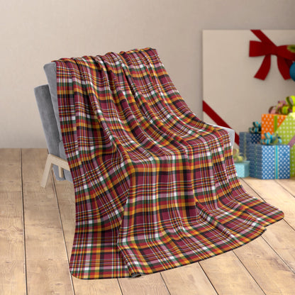 60" × 80" Christmas Red, White & Black Arizona AZ Plaid Fleece Sherpa Blanket