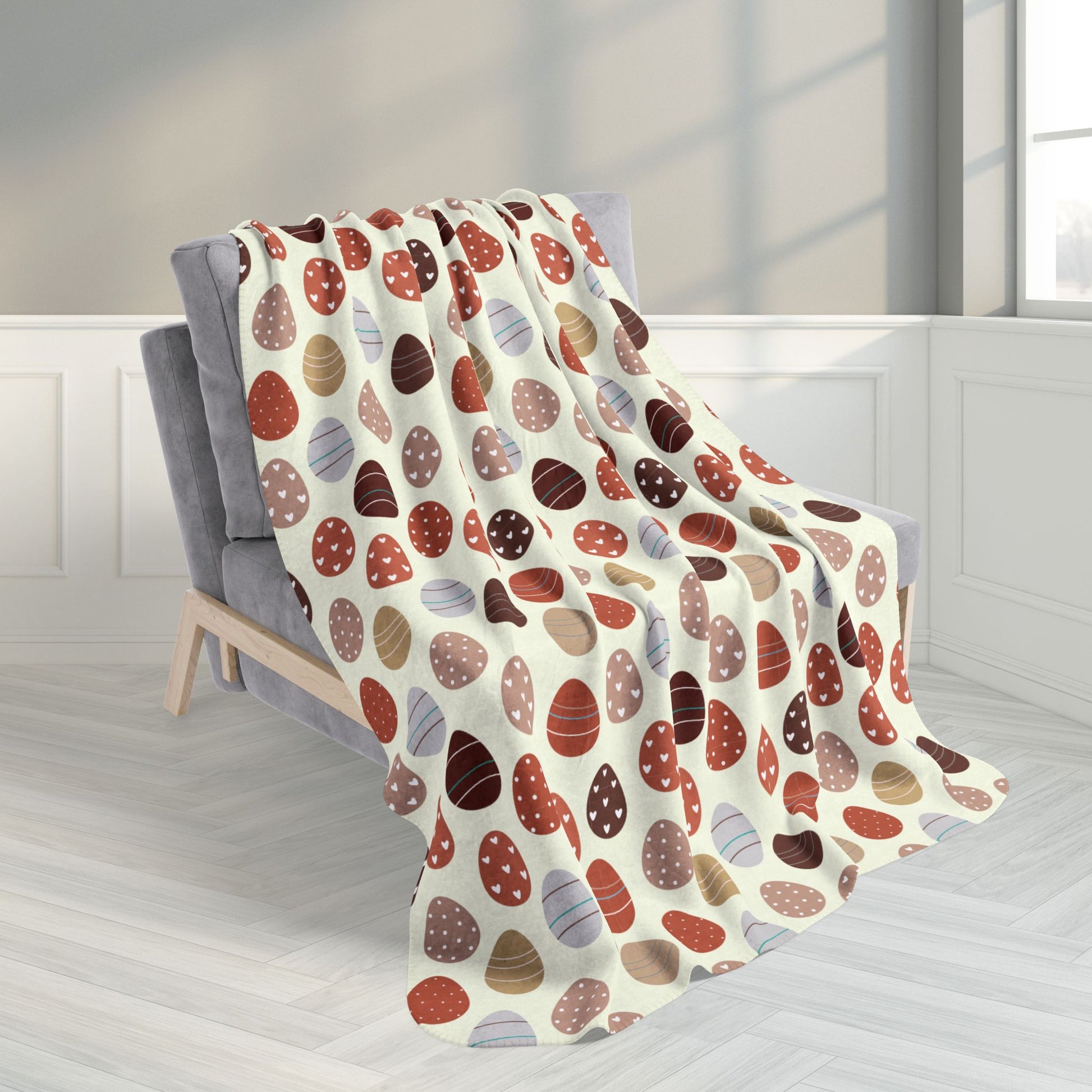 Easter Eggs Cream Fleece Sherpa Blanket