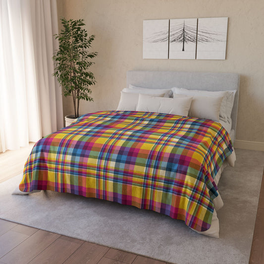Pansexual Pride Plaid Fleece Sherpa Blanket