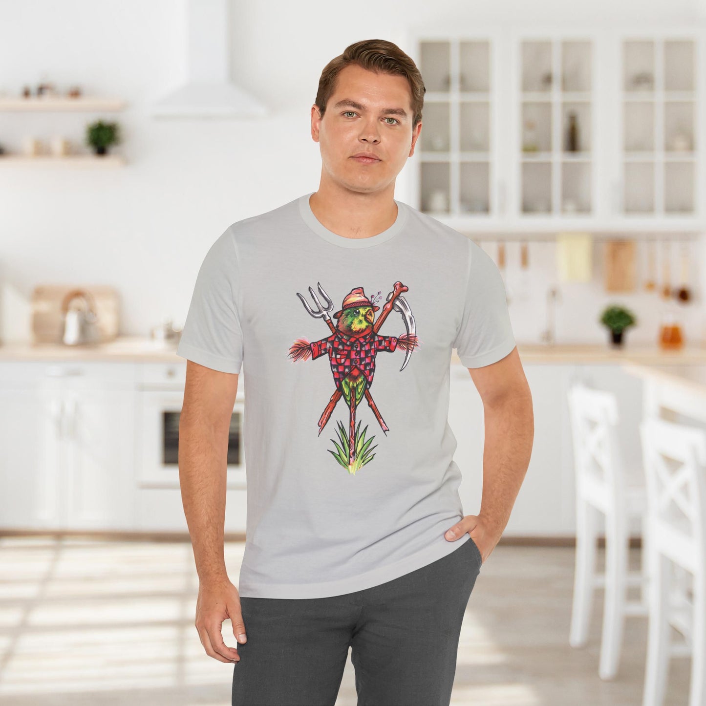 Scarecrow Lovebird, Hand-Drawn & Hand-Colored Tee