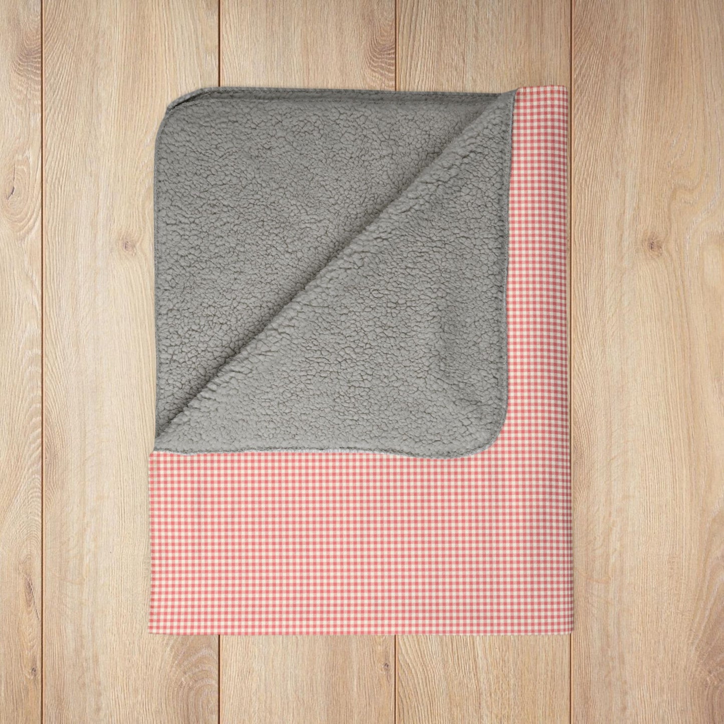 Strawberry & Cream Gingham Fleece Sherpa Blanket