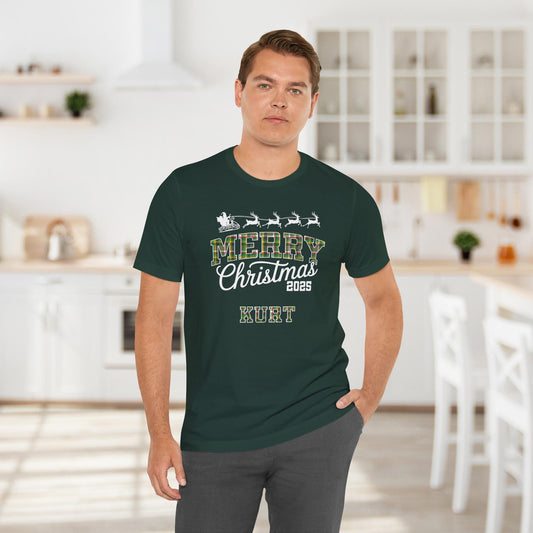 Forest Custom Christmas Green and Gold Green Bay WI Plaid Tee or Pajama Top