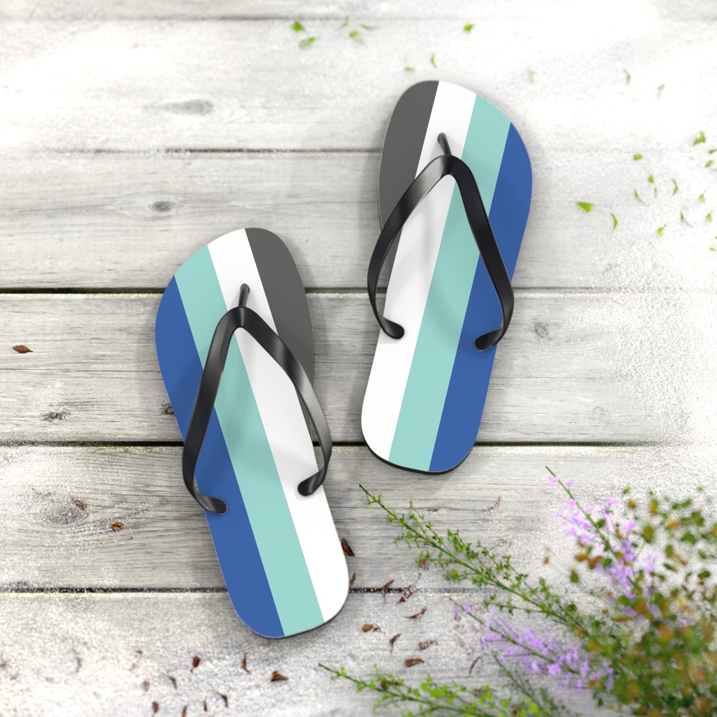 L Black sole Fraysexual Pride Flip Flops