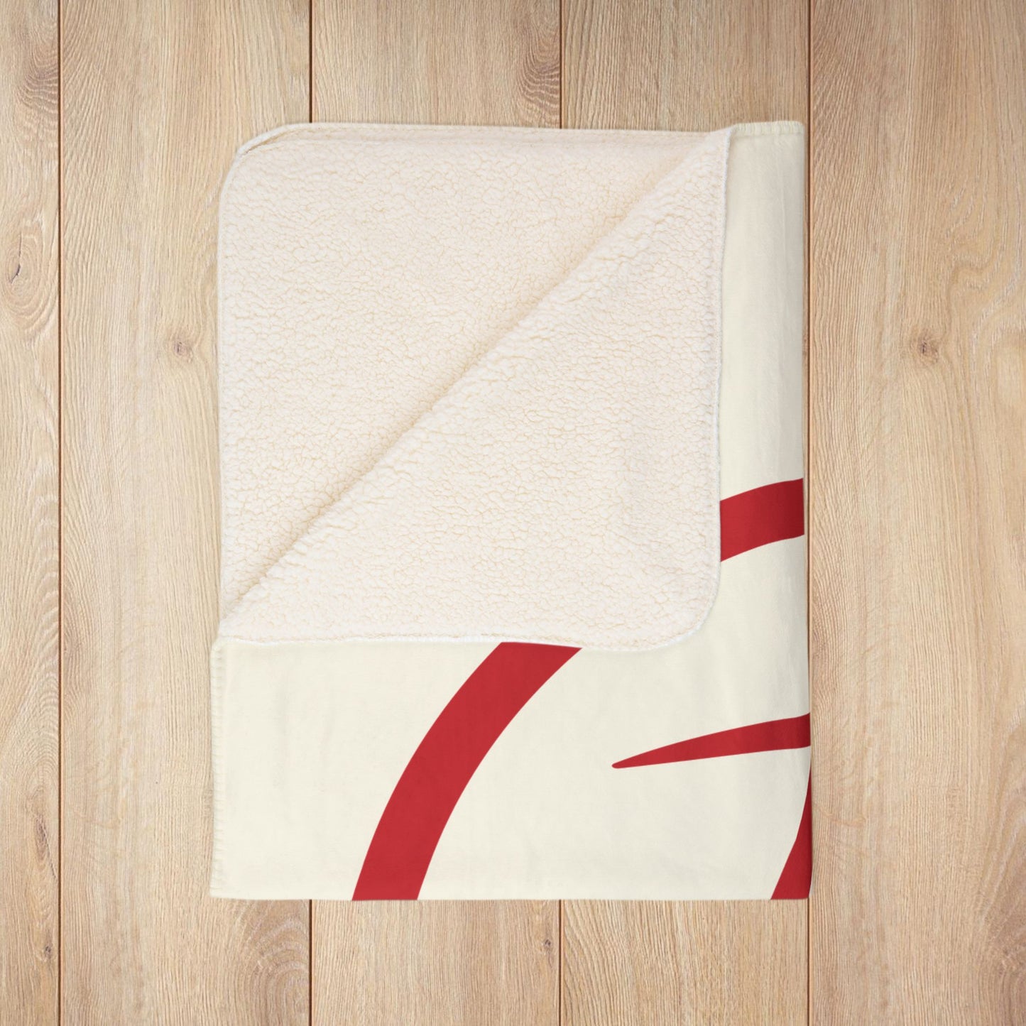 Rambler Red Logo Cream Fleece Sherpa Blanket