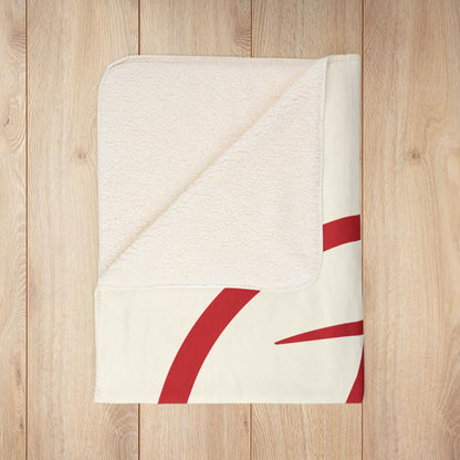 Rambler Red Logo Cream Fleece Sherpa Blanket