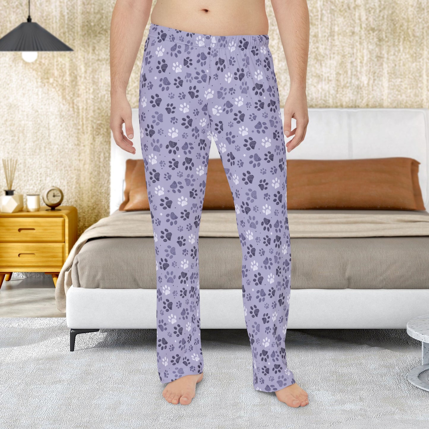 Men’s Lavender Paw Prints Pajama Pants