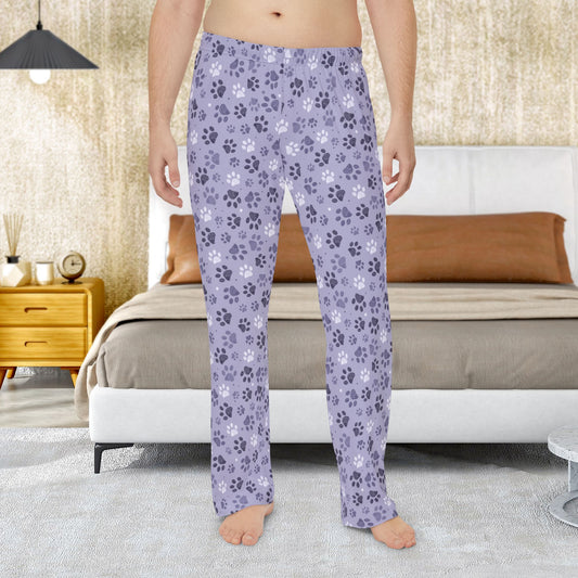 Men’s Lavender Paw Prints Pajama Pants