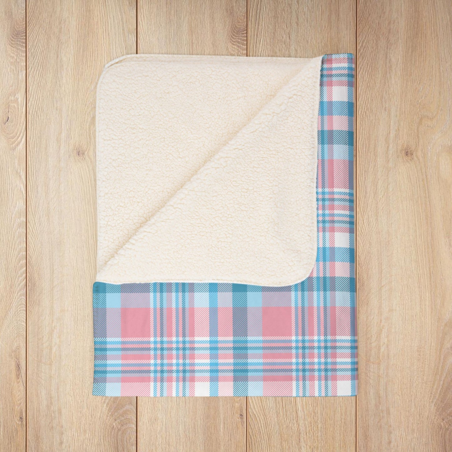 Transgender Pride Plaid Fleece Sherpa Blanket