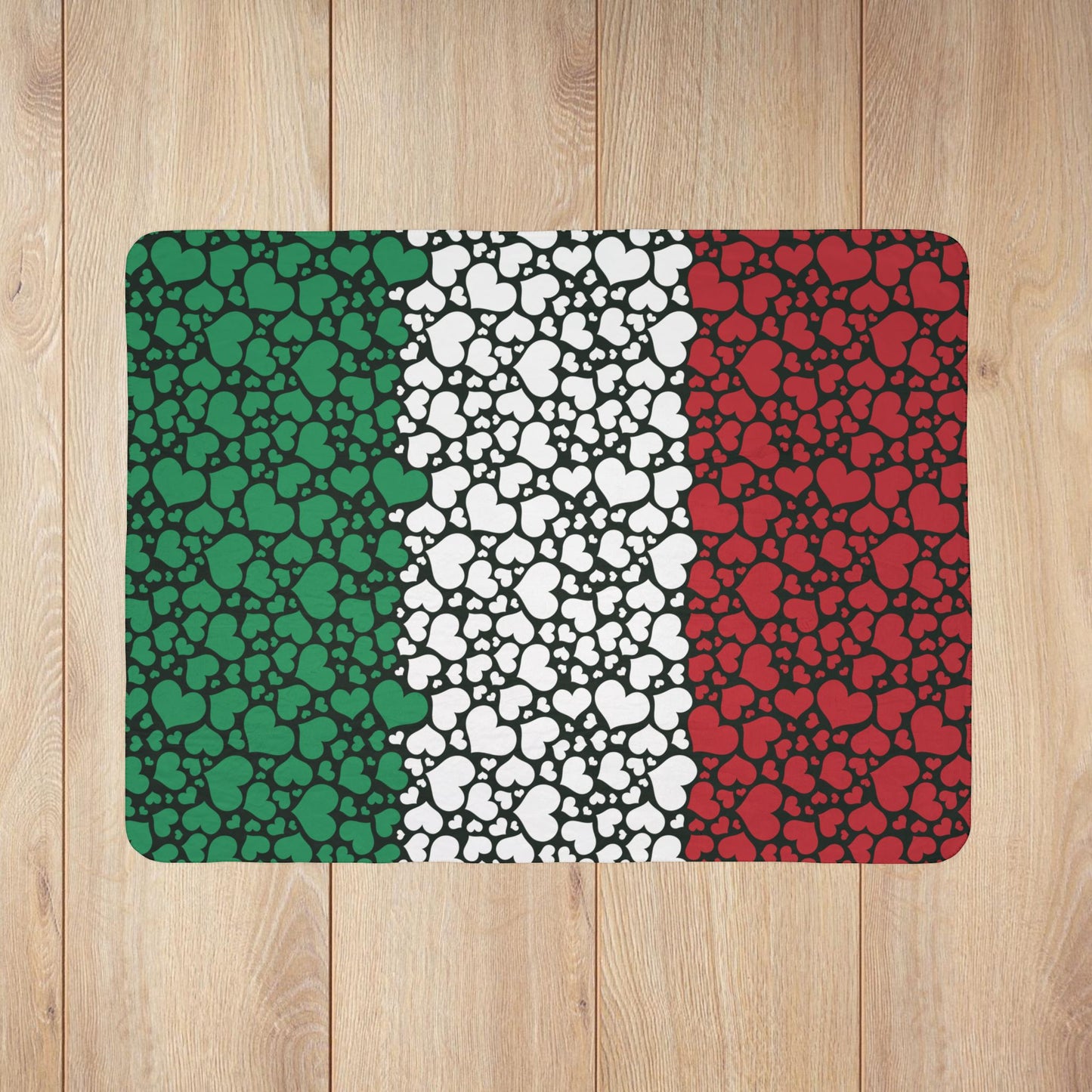 Italy Flag Hearts Fleece Sherpa Blanket
